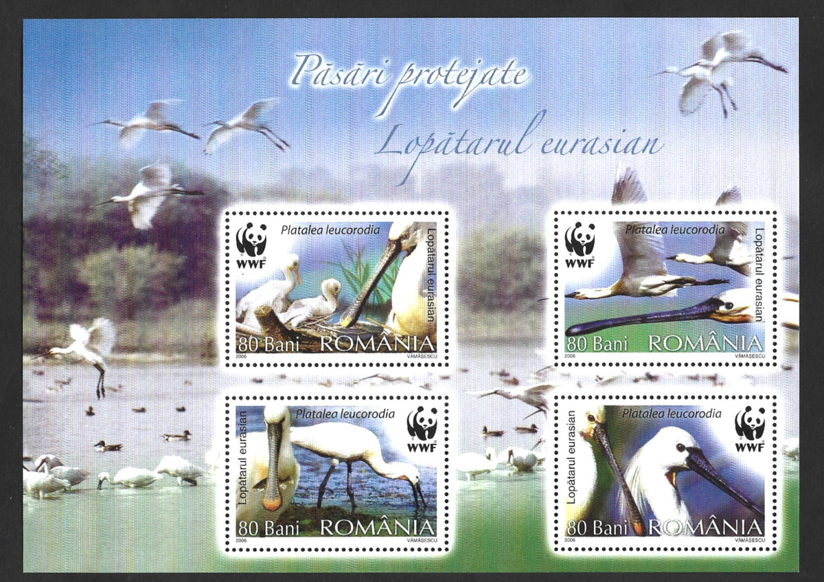 ROMANIA WWF Eurasian Spoonbill MINIATURE SHEET 2006