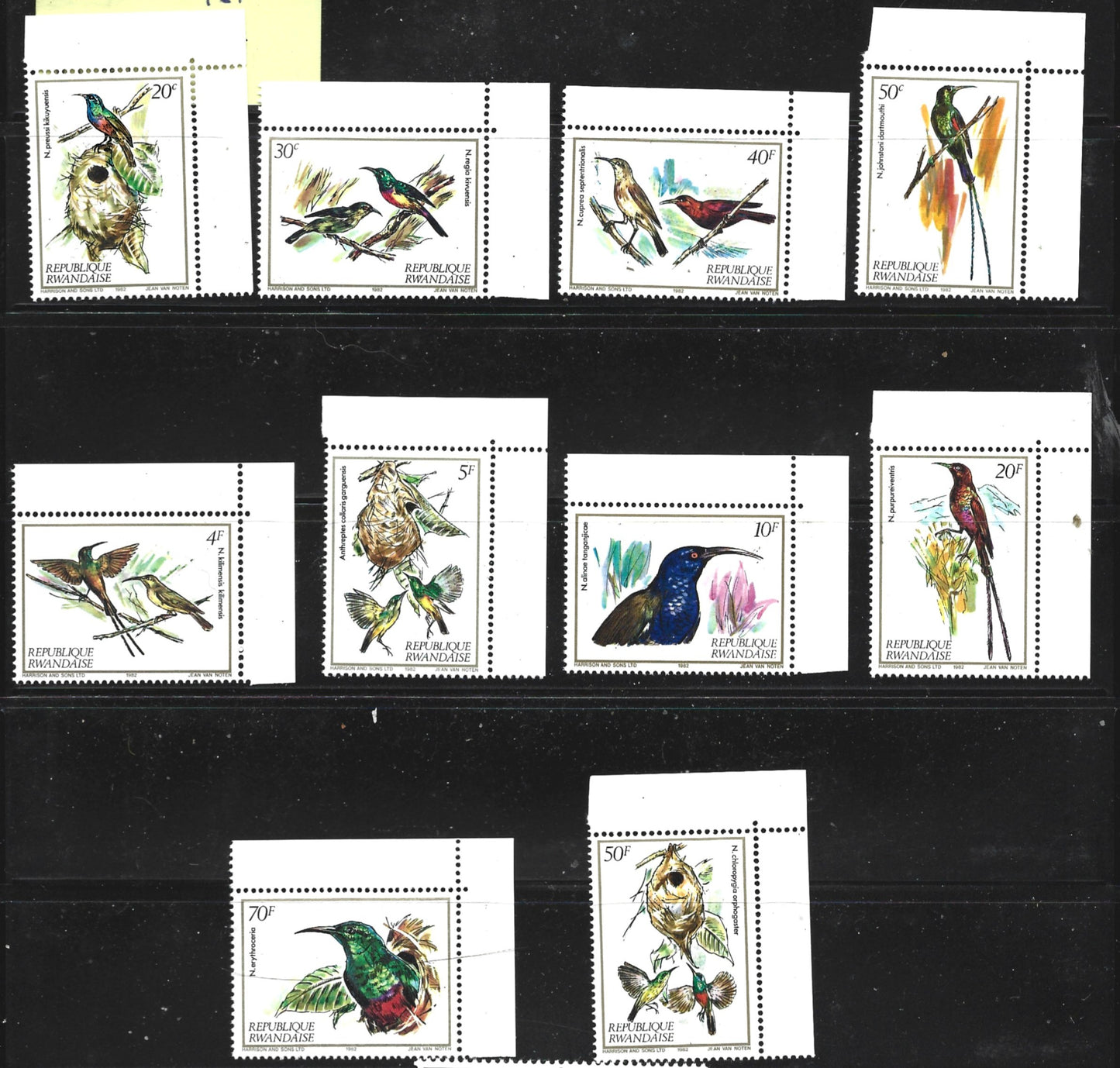 RWANDA BIRD SET COMPLETE 1983