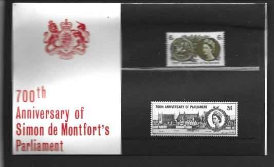 BRITAIN  PRESENTATION PACK   700th ANNIVERSARY OF PRLIAMENT  1965