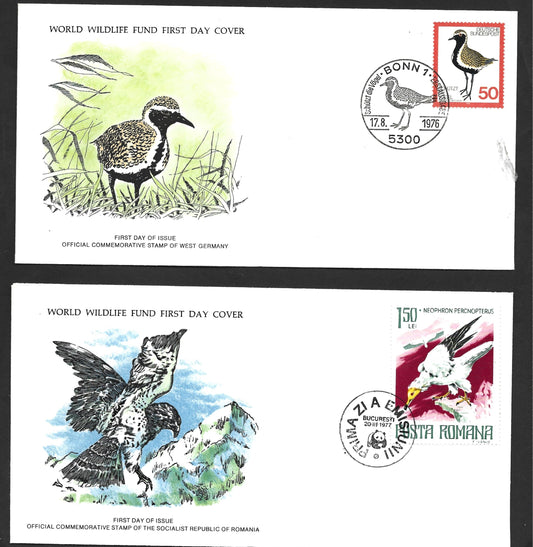 BIRD  WWF FIRST DAY COVERS