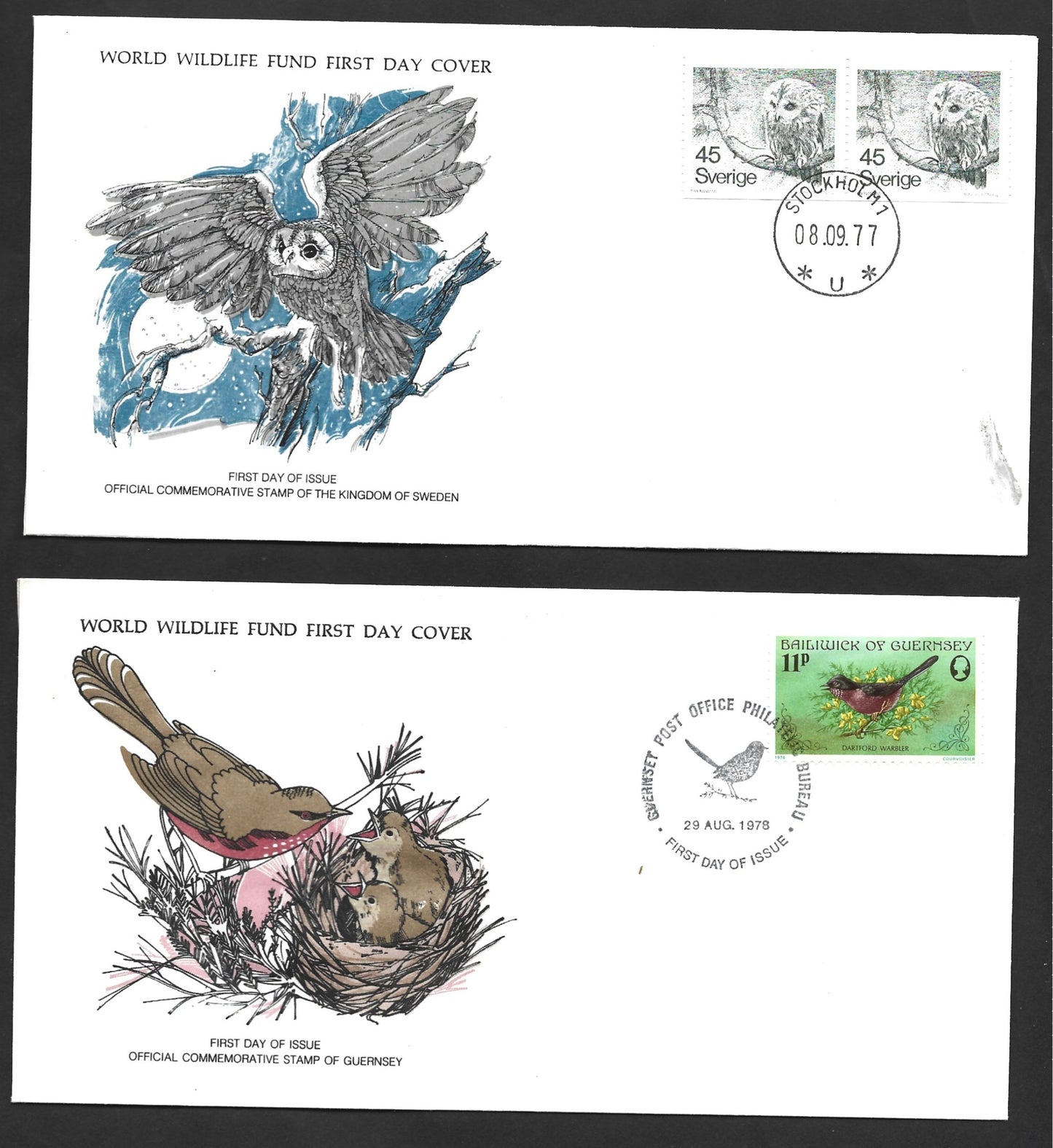 BIRD  WWF FIRST DAY COVERS