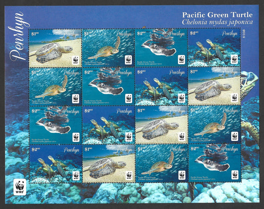 PENRHYN WWF PACIFIC GREEN TURTLE MINIATURE SHEET